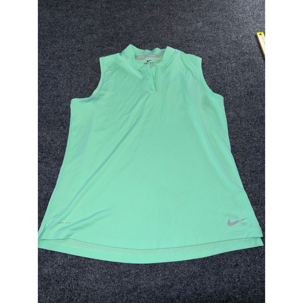 Nike Golf Womens Dri-FIT Sleeveless Polo Shirt Mint Green XL Mock Neck Zip